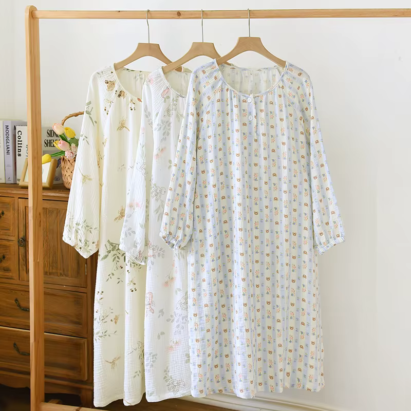 Robes à fleurs en gaze de coton 100% pour femmes