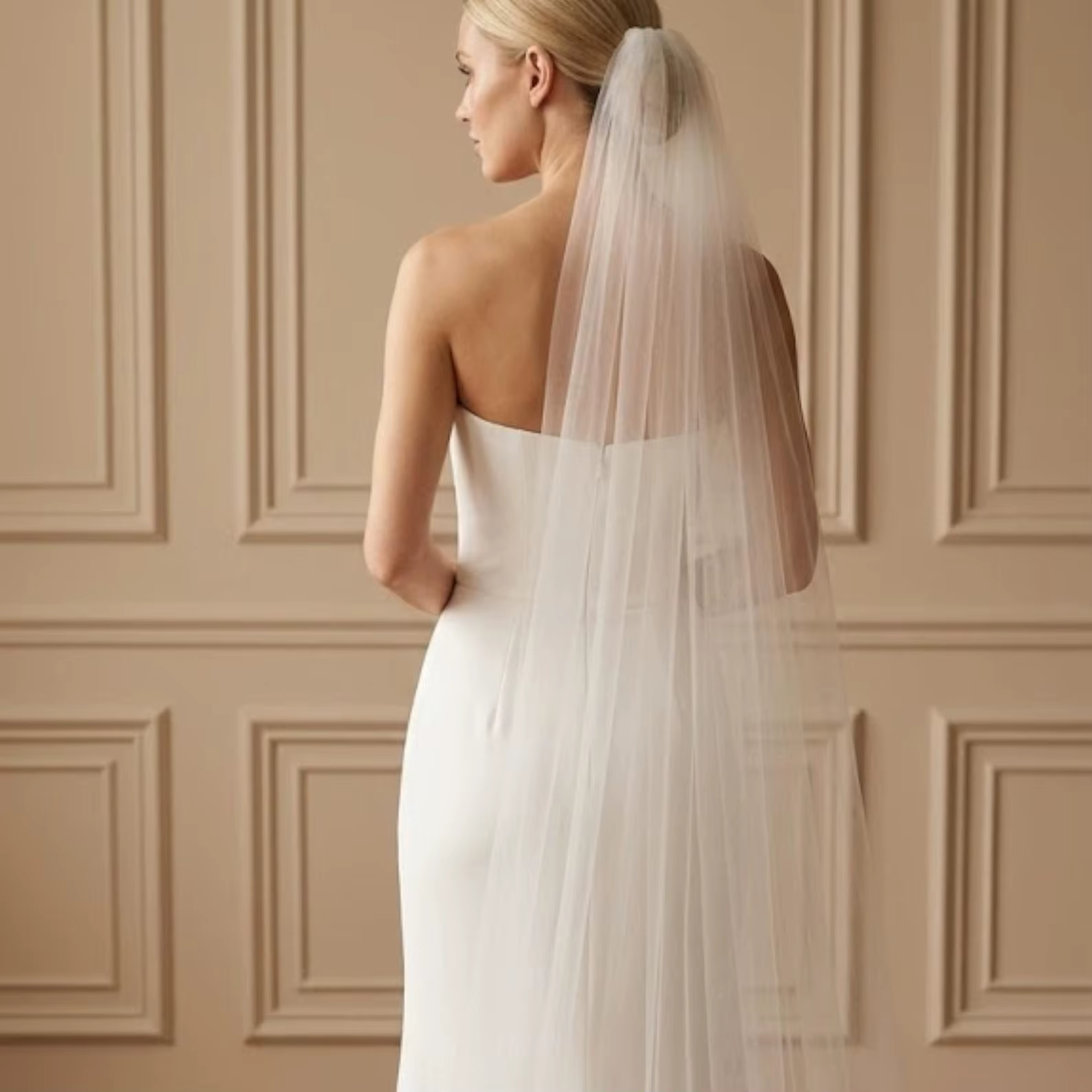 Voile de mariée simple en tulle doux avec peigne