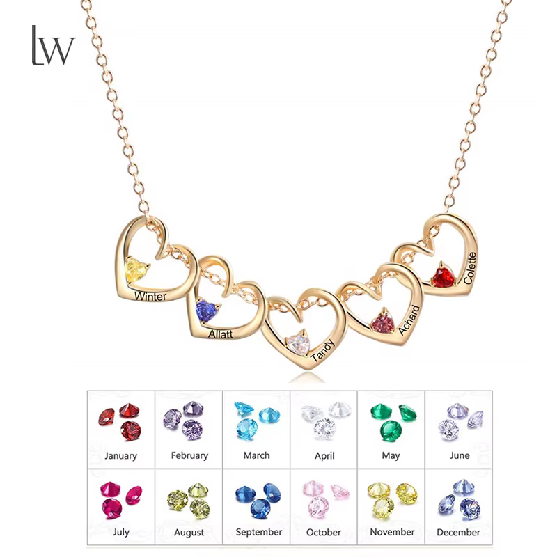 Collier avec nom personnalisé pour mère 1-5 noms