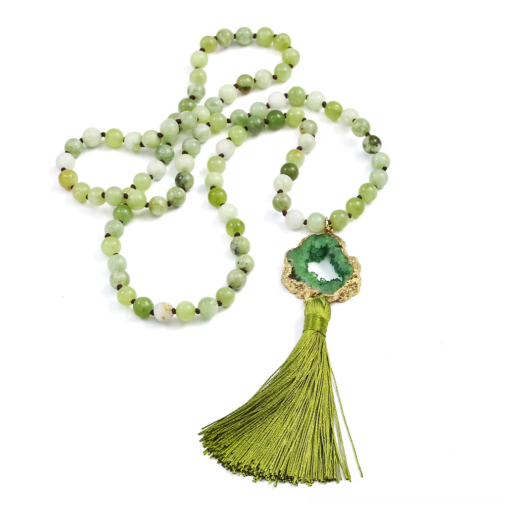 Mode bohème bijoux pierres semi-précieuses nouées Druzy pierre liens gland colliers pour femmes Boho collier