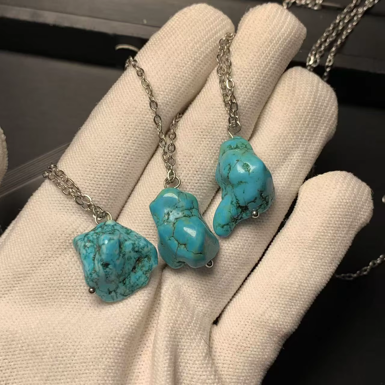 HEYYA – collier avec pendentif en pierre Turquoise naturelle pour femmes