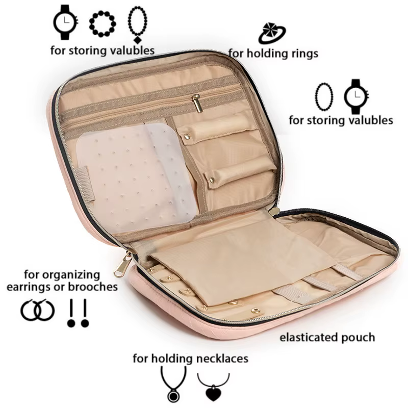 Sac à bijoux Portable, organisateur de rangement de bijoux de voyage