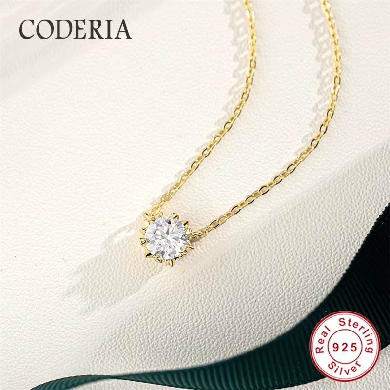 Pendentif en diamant de laboratoire en argent S925 plaqué or 18 carats