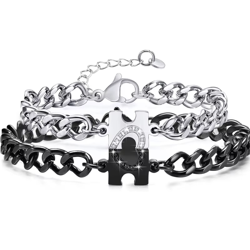 Bracelets assortis en acier inoxydable pour hommes et femmes