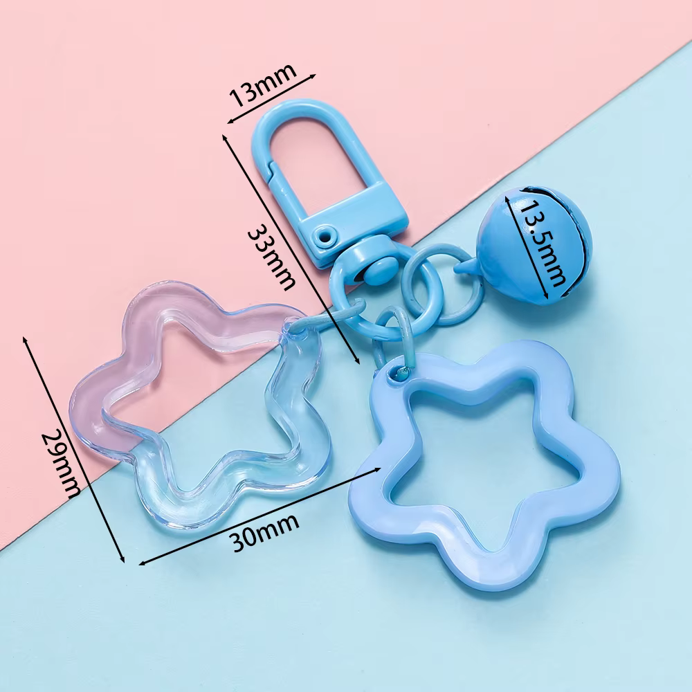 1 pièces pendentif à breloque étoile creuse avec petite cloche perles acryliques colorées porte-clés accessoires sac