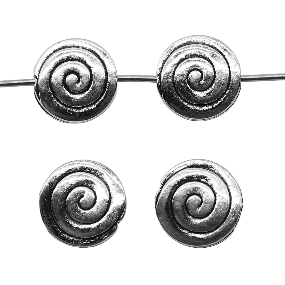 WYSIWYG 10 pièces accessoires de fabrication de bijoux bricolage artisanat Antique couleur argent 3x10mm tourbillon rond petit trou perles