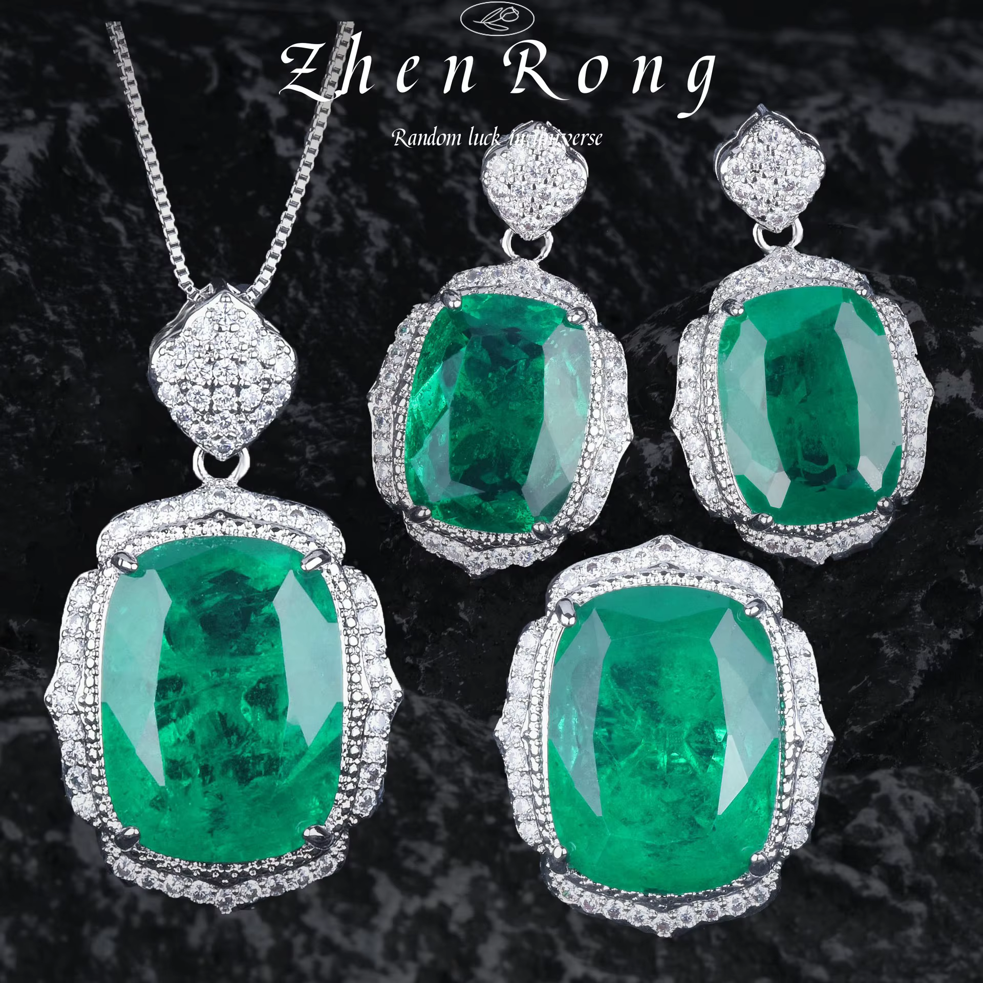 FoyCyclination-Ensemble de Bijoux Vintage Tourmaline Verte Émeraude pour Femme