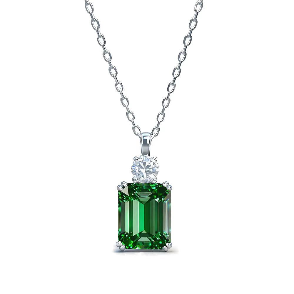 Wong Rain 925 argent Sterling 8*10 MM Tanzanite saphir rubis Citrine émeraude haute teneur en carbone diamant pendentif collier bijoux fins