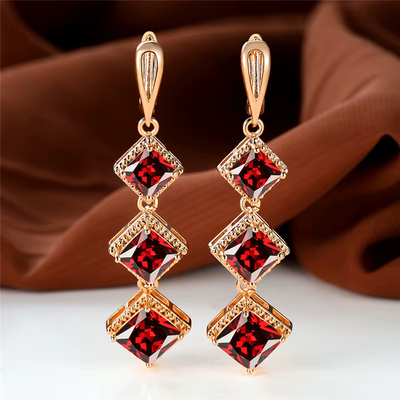 Boucles d'oreilles de fiançailles couleur or Rose