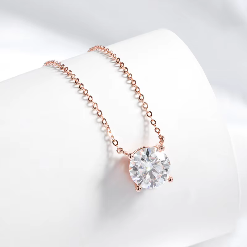 Smyoue 1-5CT couleur or Rose Moissanite collier pour femmes