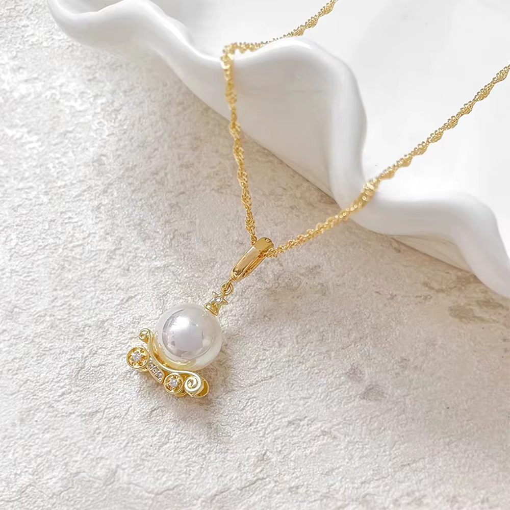 Pendentif de chariot incrusté de Zircon doré véritable plaqué en laiton