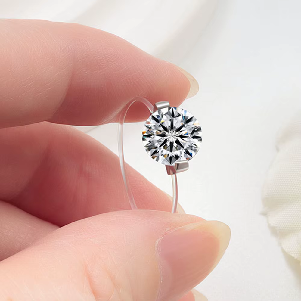 Bague Moissanite D VVS1 0.8-3CT pour femmes