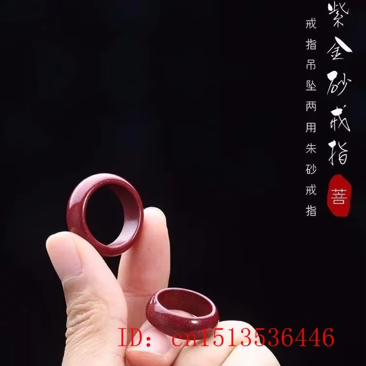 Cinabre rouge naturel 6-12 taille bague Jade rond tissage à la main bijoux mode homme femme chance amulette exercice mauvais esprits