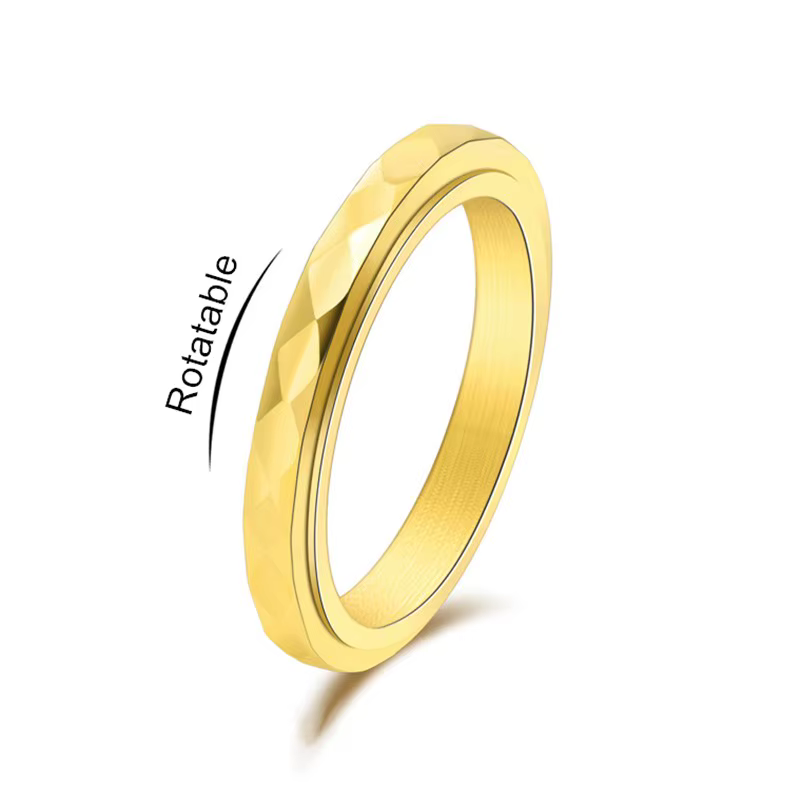 Bague Spinner à facettes en acier inoxydable fin de 3mm