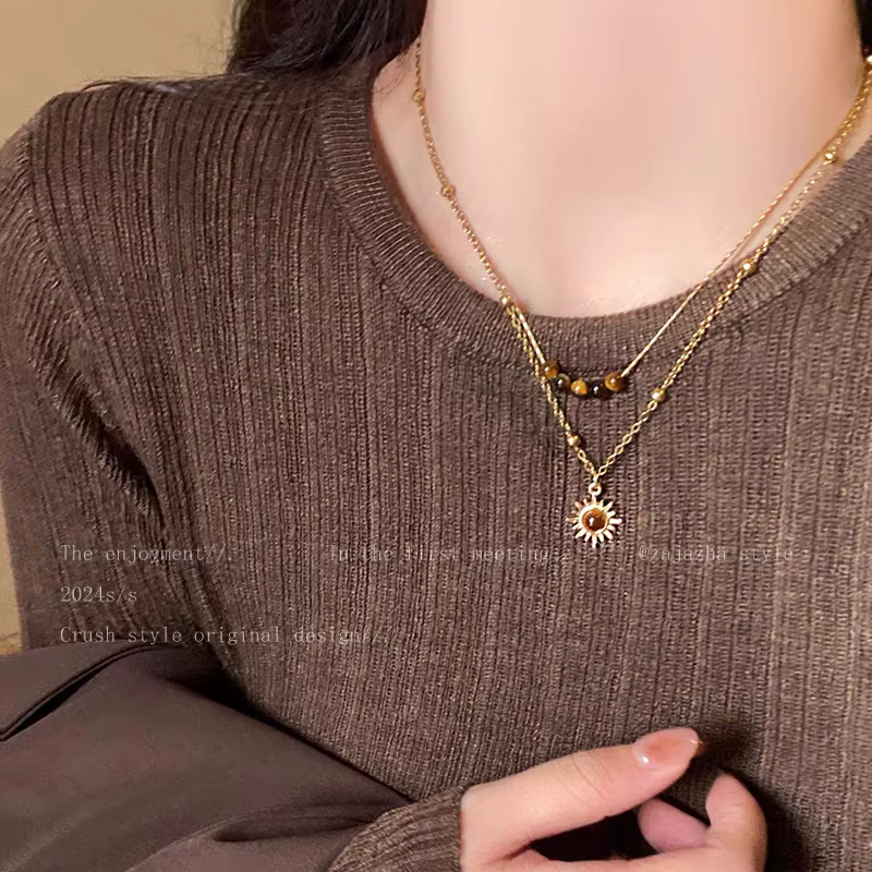 Collier en Zircon étoile du soleil pour femmes
