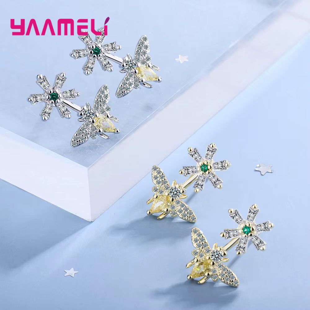Boucles d'oreilles brillantes en argent Sterling 925