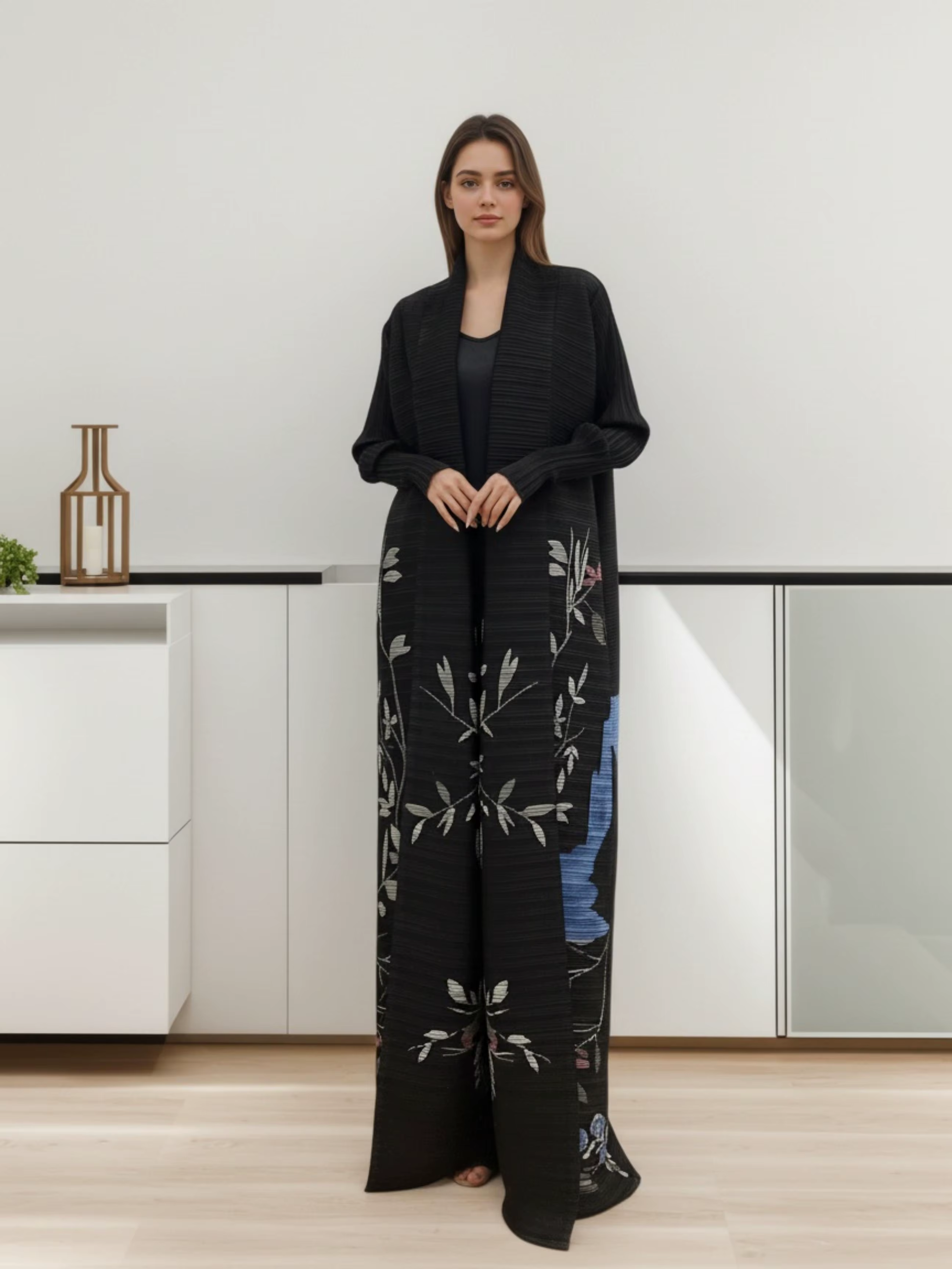 Abaya à imprimé floral du Moyen-Orient