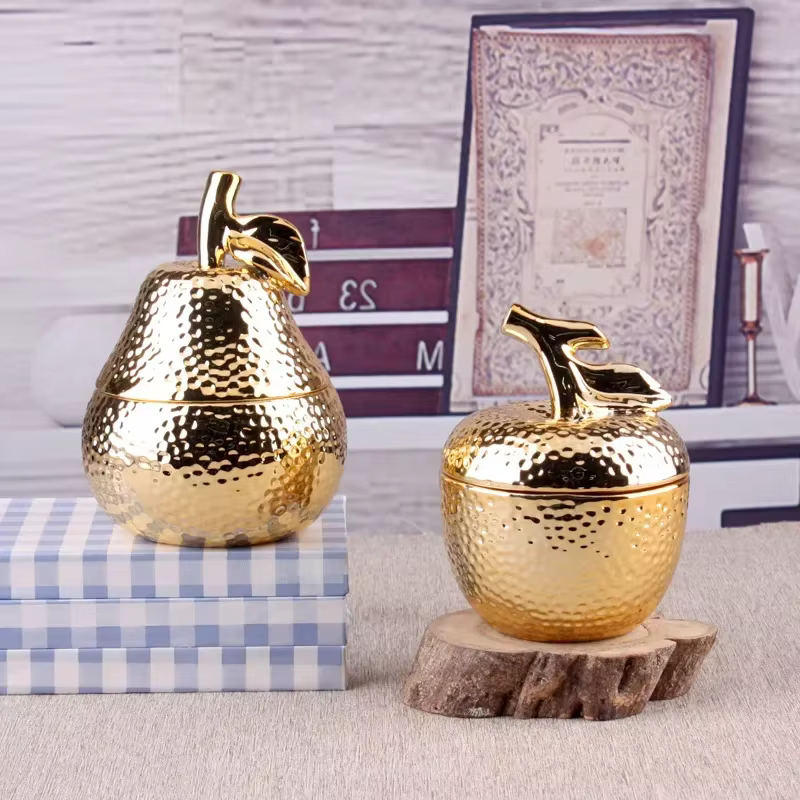 Boîte de rangement en céramique dorée pour bijoux