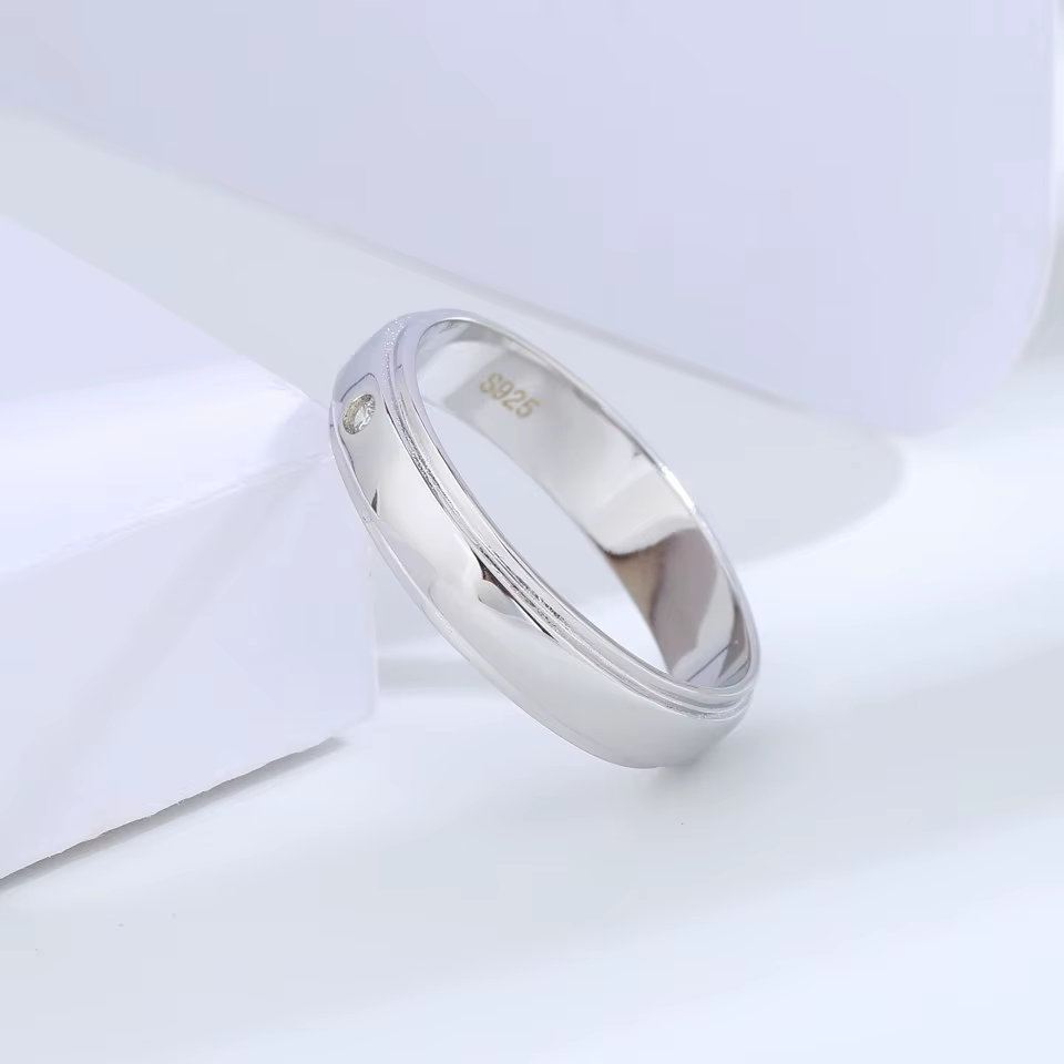 Buyee 925 bague de couple en argent Sterling blanc Zircon