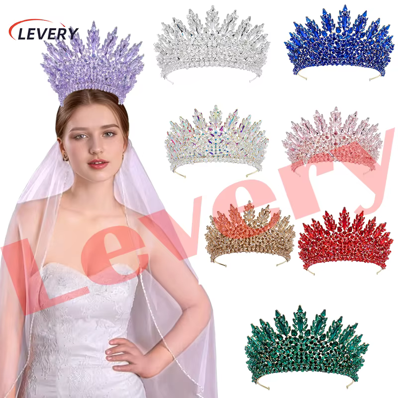 Levey Baroque luxe cristal reine royale couronne de mariage strass mariée diadème reconstitution historique coiffure diadèmes cheveux bijoux accessoires