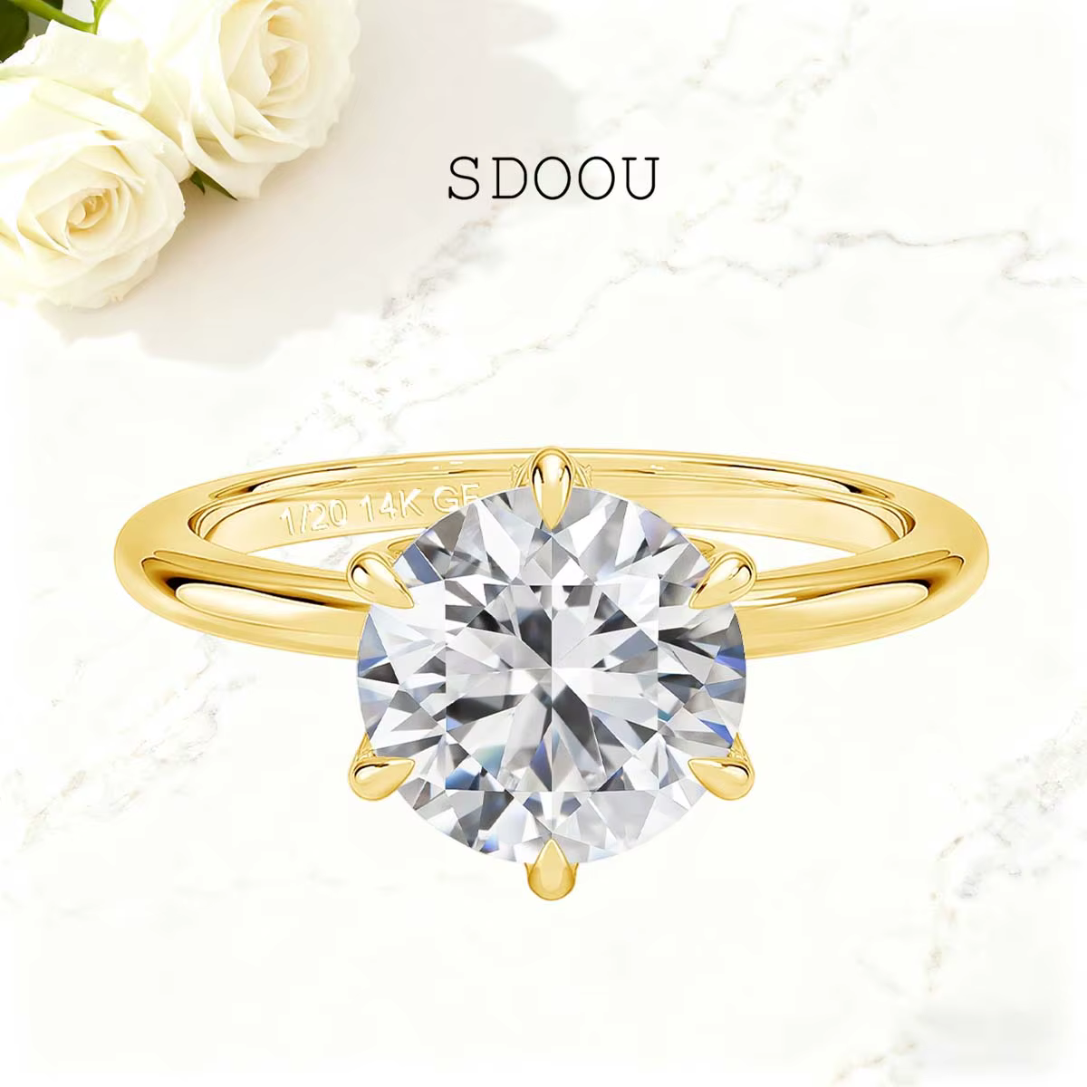 SDOOU – bague Solitaire en Moissanite à Six griffes
