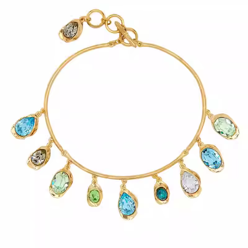 Oscar De La Renta cristal brillant collier coloré mode Niche Design haut de gamme sentiments goutte d'eau forme verre pendentif femmes '..
