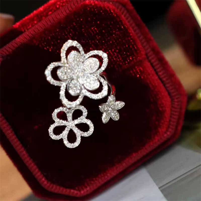 CC anneaux pour femmes zircon cubique fleur conception ouvert réglable anneau de mariée mariage fiançailles Anel livraison directe CC3010