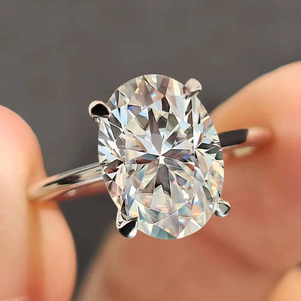 Bague en moissanite ovale 1-3 carats pour femme