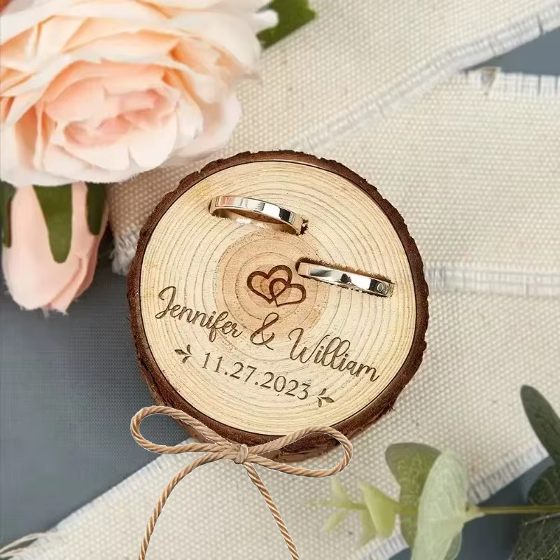 Boîte à bagues en bois à Double fente pour cérémonie de mariage