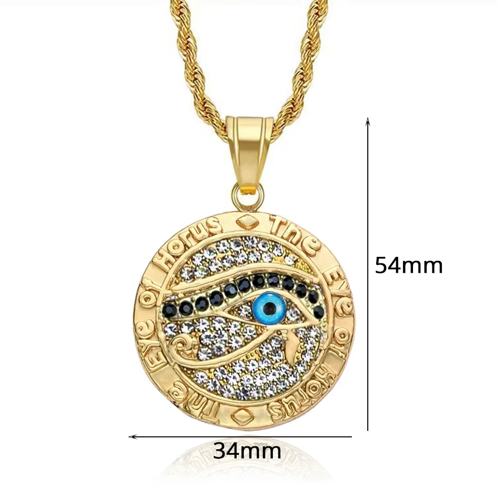 Collier avec pendentif et chaîne œil d'horus en acier inoxydable