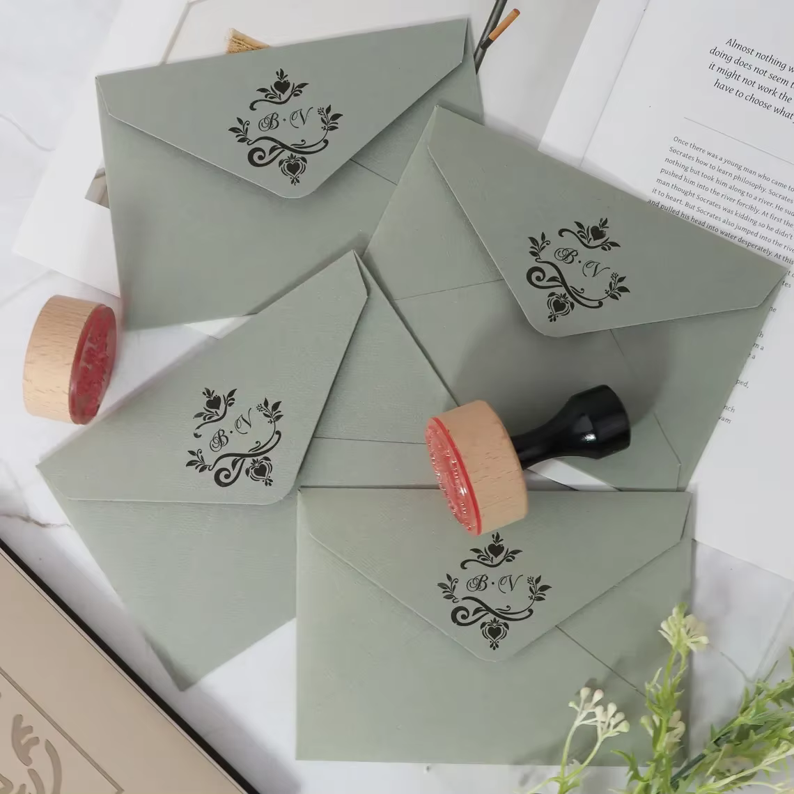 Tampon en bois personnalisé pour mariage