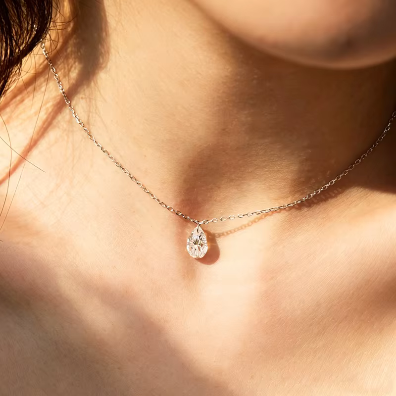 Collier pendentif empilable Smyoue plaqué or 18 carats avec zircon 5A pour femmes et filles