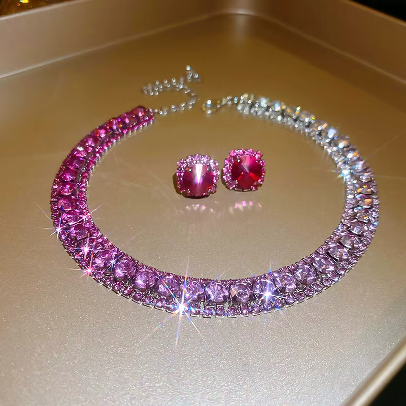 LENNIK – collier et boucles d'oreilles en diamant de couleur pour femmes