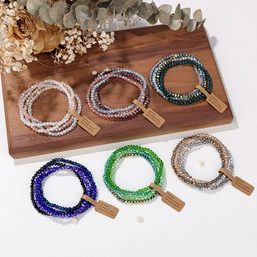 Ensemble de 4 pièces de perles de verre à facettes