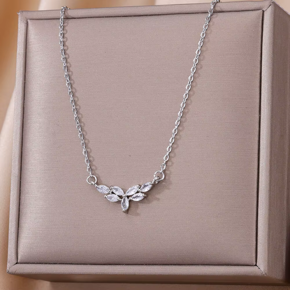 Vigne goutte d'eau Zircon acier inoxydable colliers pour femmes couleur or pendentif collier de luxe fête esthétique bijoux cadeau BFF