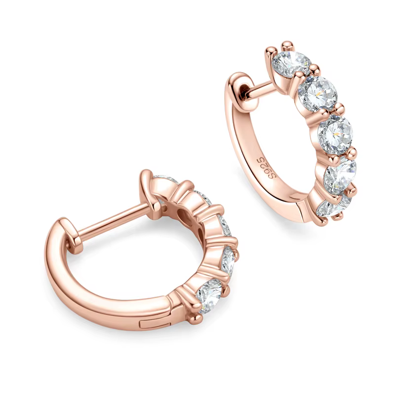 IOGOU – boucles d'oreilles Huggie couleur Moissanite pour femmes et filles