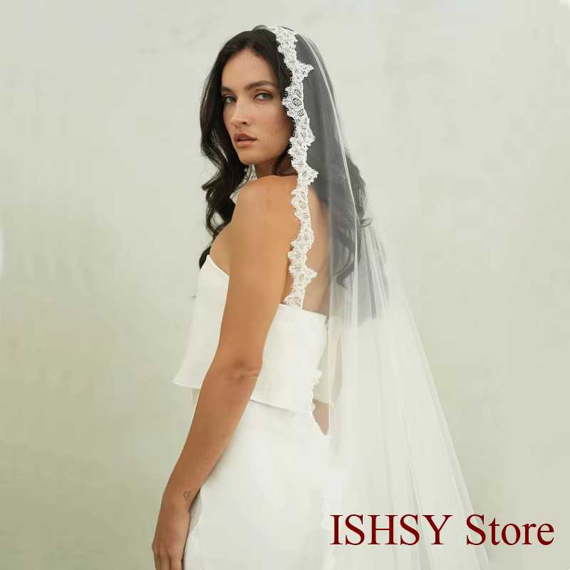 Voile de mariée en dentelle avec os
