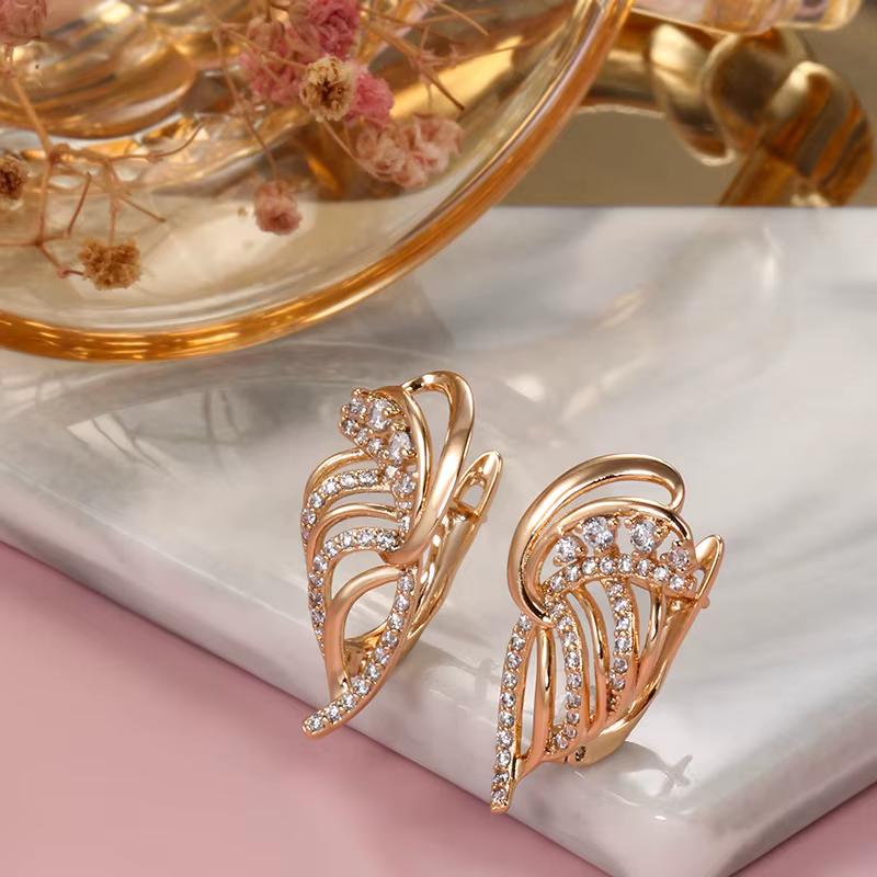 Boucles d'oreilles en or massif 14 carats pour femmes
