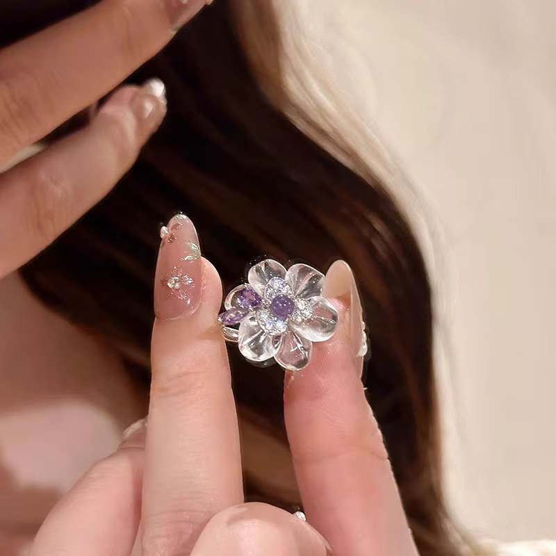 Bagues romantiques en cristal violet pour femmes