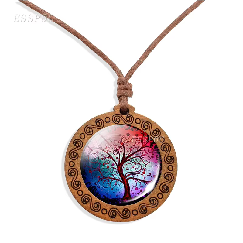 Collier arbre de vie en bois