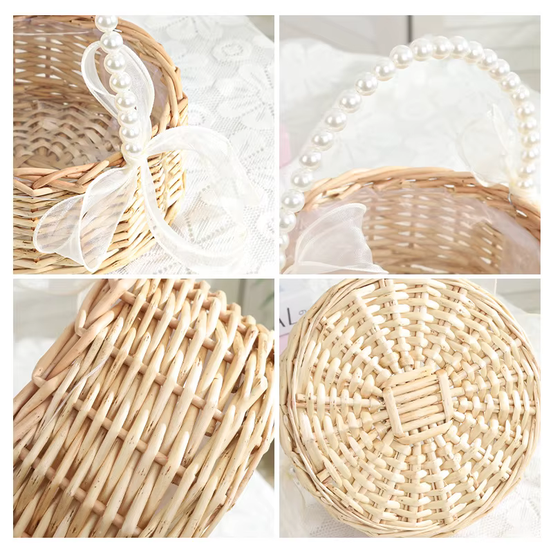 Un panier à fleurs en osier et rotin pour enfant
