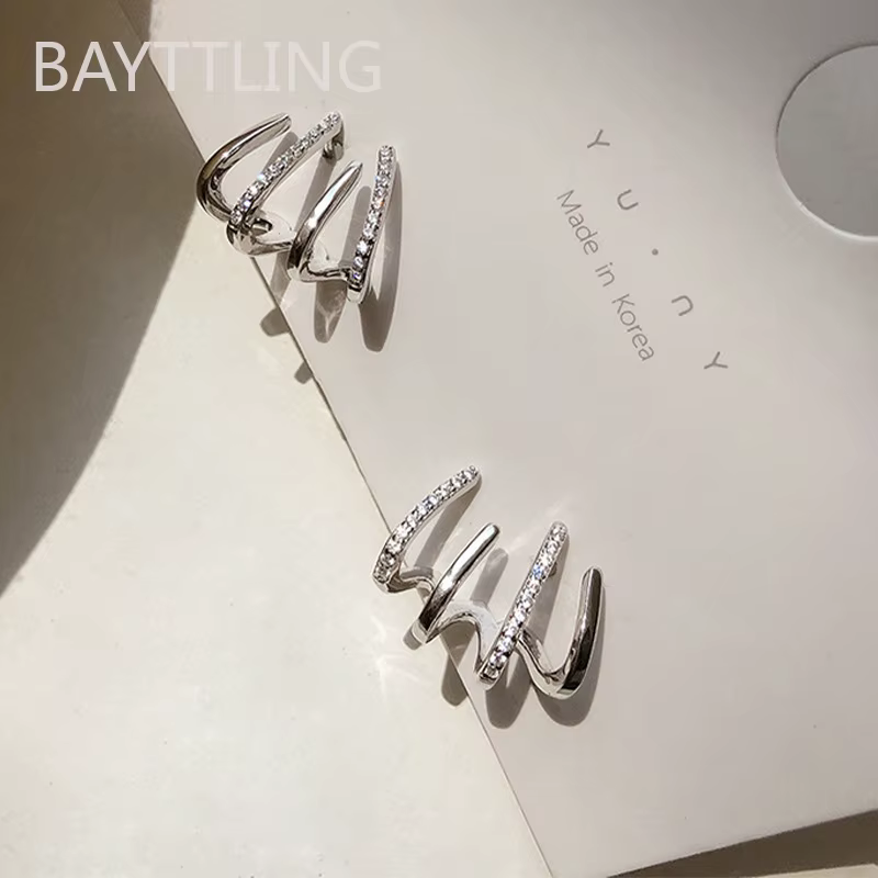 Boucles d'oreilles à crochet à griffes en argent 925 et or 18 carats pour femmes