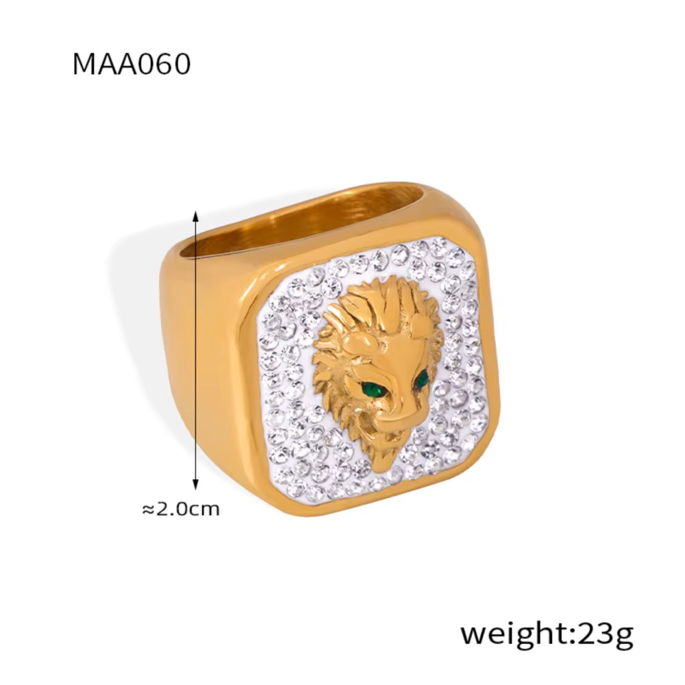 Bague Tête de Lion Masculine en Acier Inoxydable pour Femme