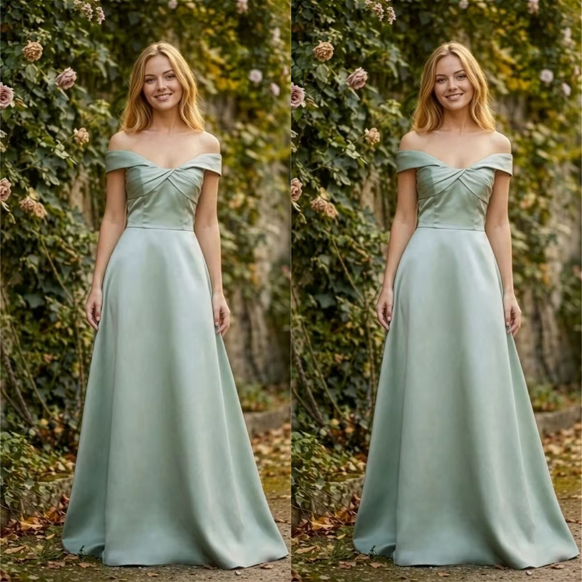Robe de demoiselle d'honneur personnalisée vert sauge
