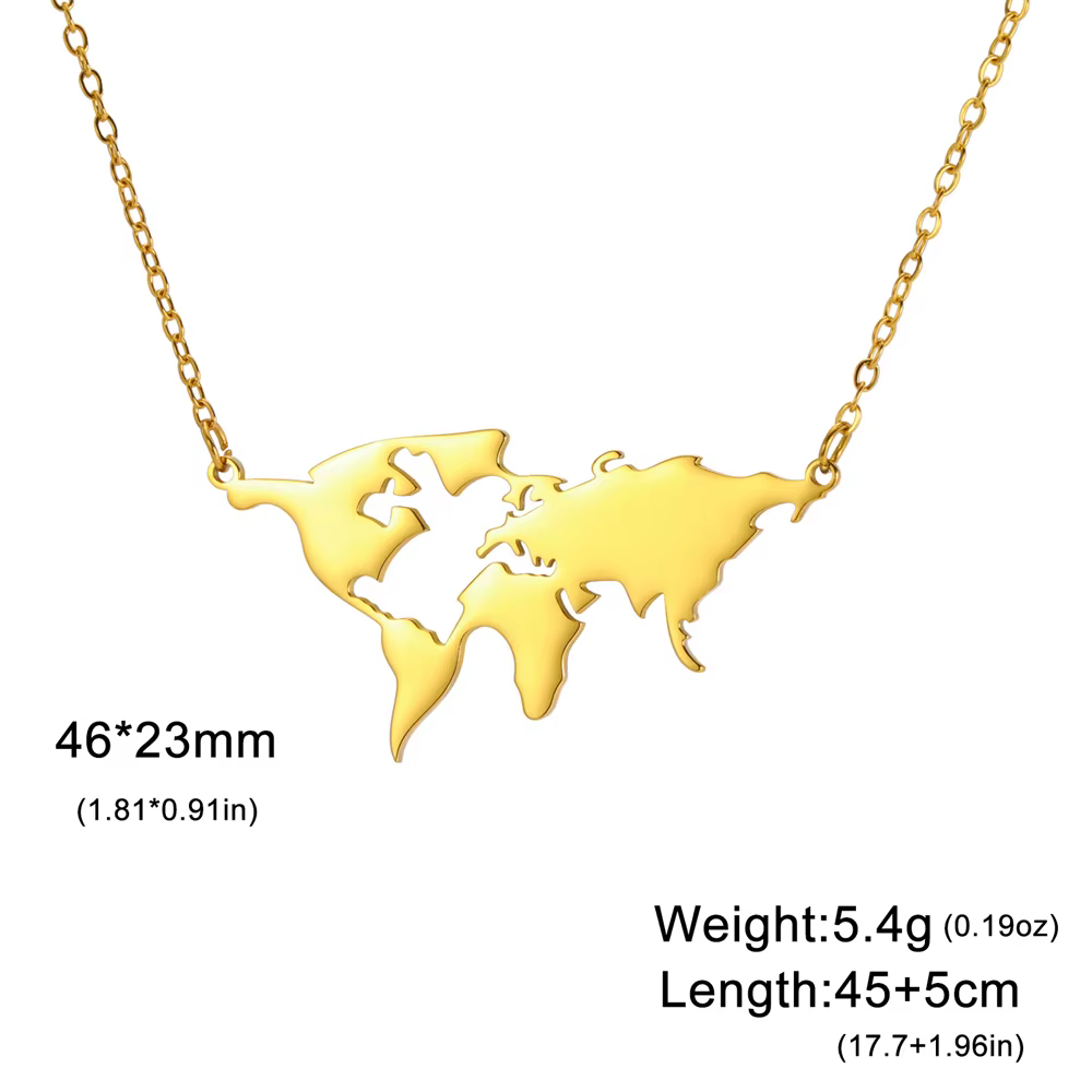 EUEAVAN Collier pendentif globe terrestre pour femme en acier inoxydable
