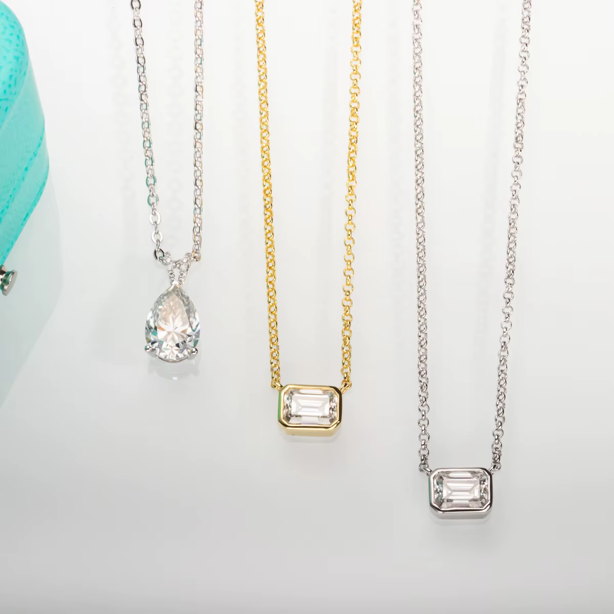 AnuJewel-Collier en argent regardé 925 avec pendentif en moissanite taille émeraude