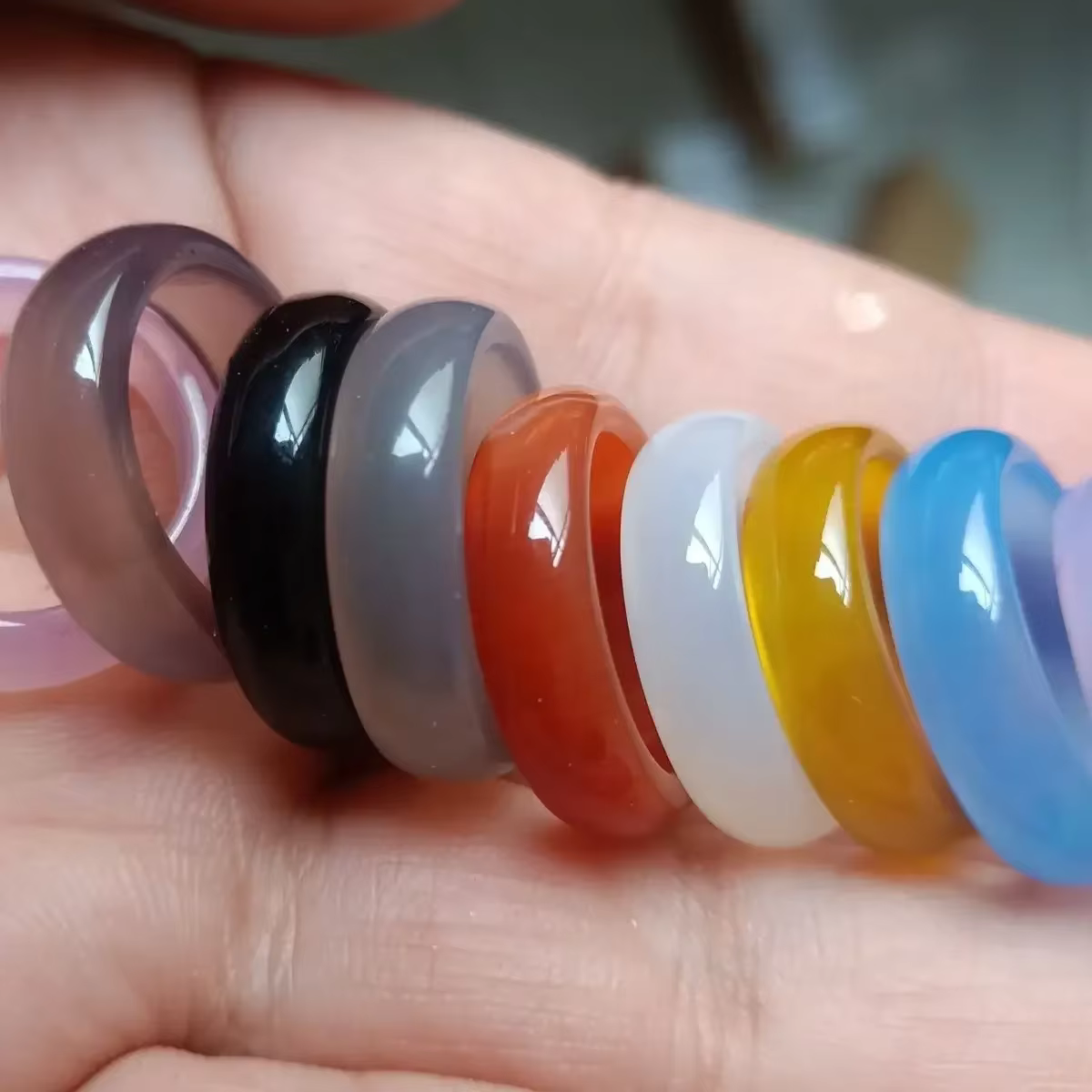 Bague en agate de calcédoine naturelle pour femme