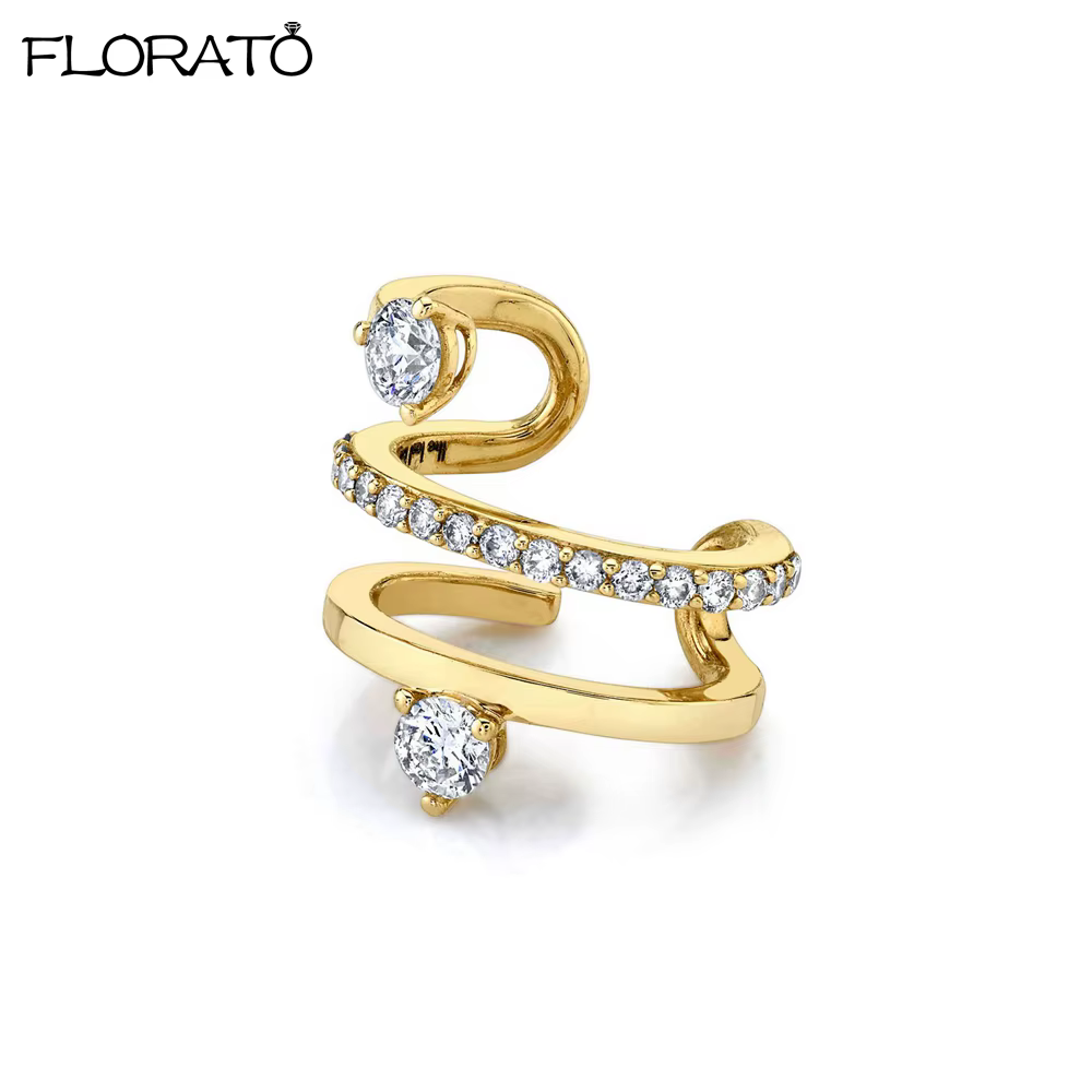 Réinitialisation d'oreille en cristal de serpentin de style minimaliste pour dames