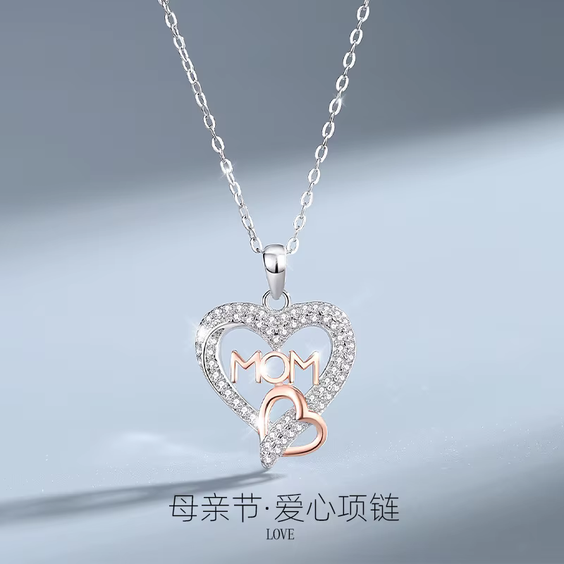 Collier pendentif double cœur en argent sterling S925 LinkerLove pour femme