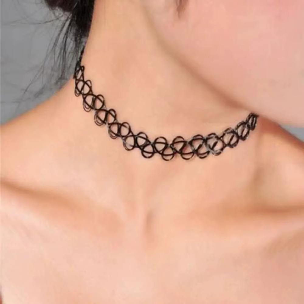 Collier ras du cou Vintage élastique tatouage tour de cou Multi couleur mode rétro